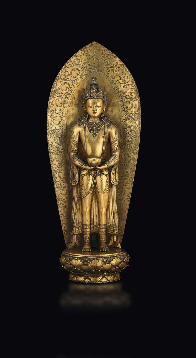 acquisto-scultura-bronzo-dorato-mercurio-sino-tibetano-buddha